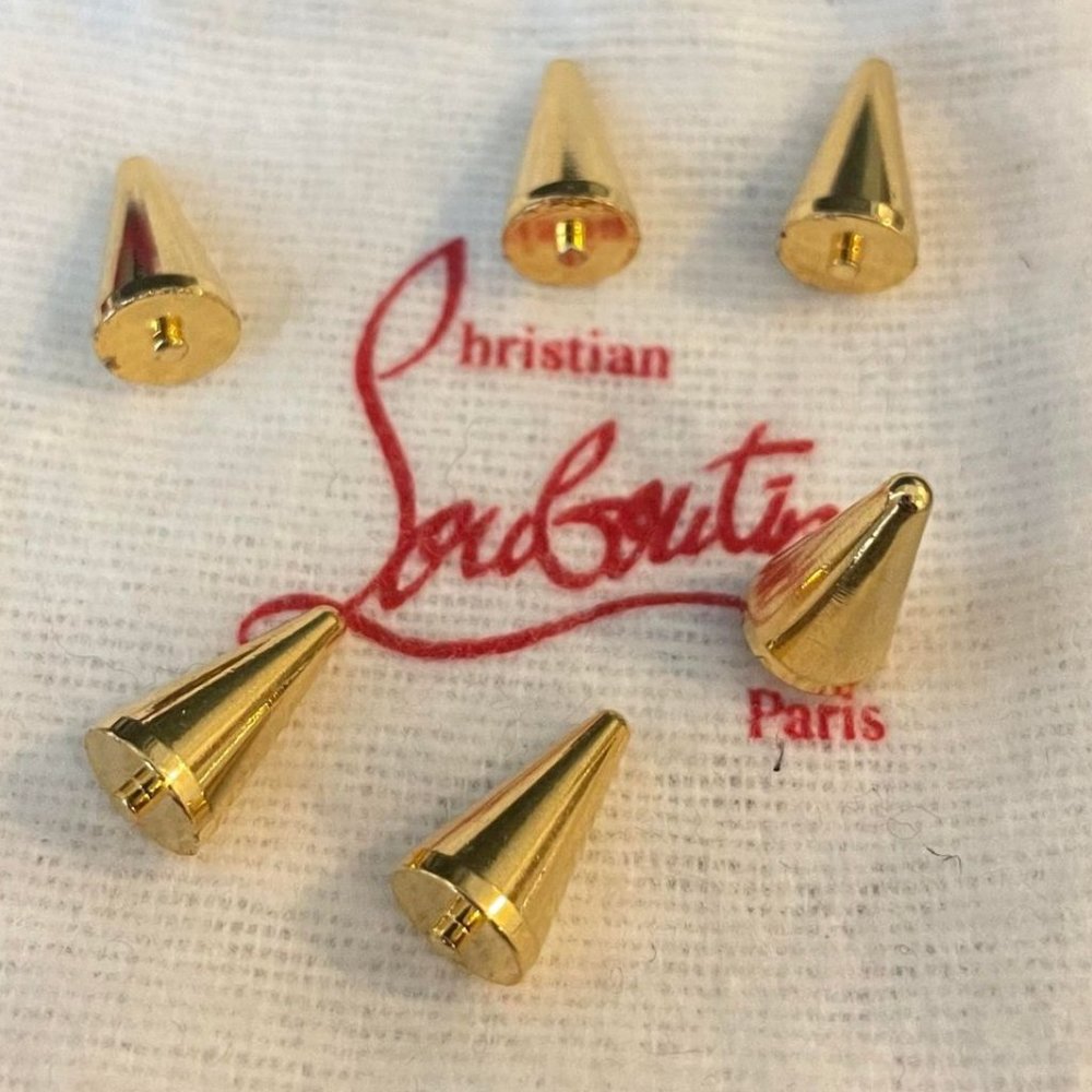 Six (6) small gold Christian Louboutin replacement spikes - NO SHOES